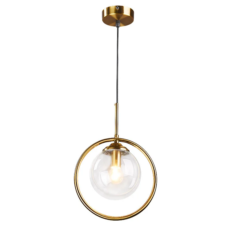 

Modern Gold Round Pendant Lights Metal Glass Kitchen Hanging Lamps for Living Room Bedroom Bedside Lamp Home Deco Light Fixtures