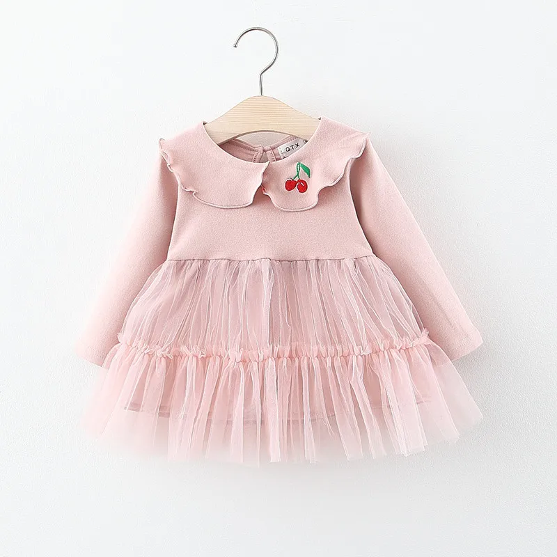 Нарядное платье для новорожденных девочек сезон весна осень модное кружевное с