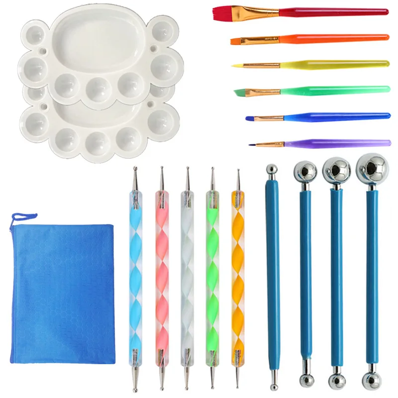 

25pcs/Set Mandala Dotting Tools Rock Painting Kits Dot Art Pen Paint Stencil DIY Stone Embossing Starter Drawing Stylus Pens Art