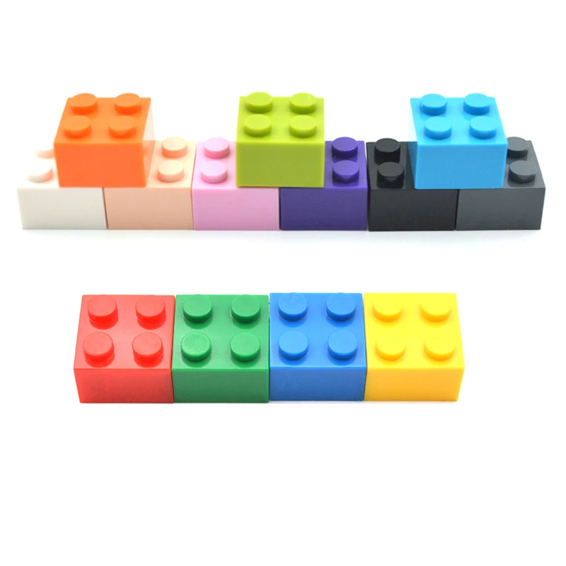 100pcs/lot 2X2* DIY Enlighten Toy Plastic Building Block Bricks For Kids Compatible With Legoe Assembles Particles 12 Colors | Игрушки и