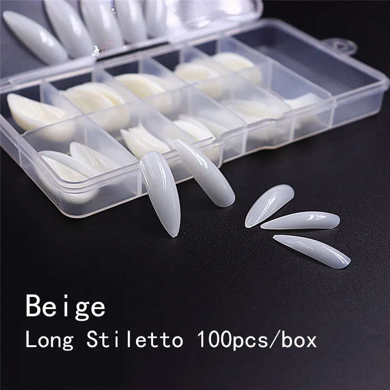 100 шт./кор. матовые накладные ногти популярный дизайн клей длинный накладной патч