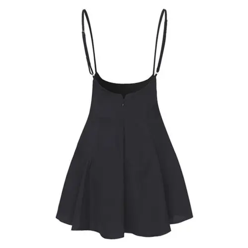 2019 Women's High Waist Strap Mini Skirt Pleated Skater Overall Flare Suspender | Женская одежда