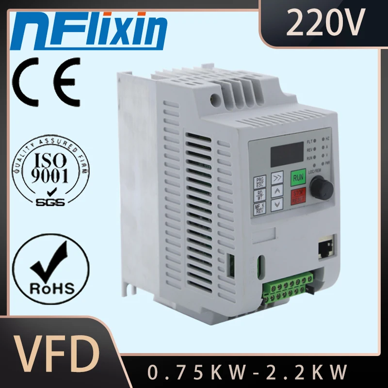 Convertidor de frecuencia variable, inversor de motor de 50Hz/60Hz Wk310 VFD 1.5kw/2.2kw, entrada monofásica de 220v, salida trifásica 220