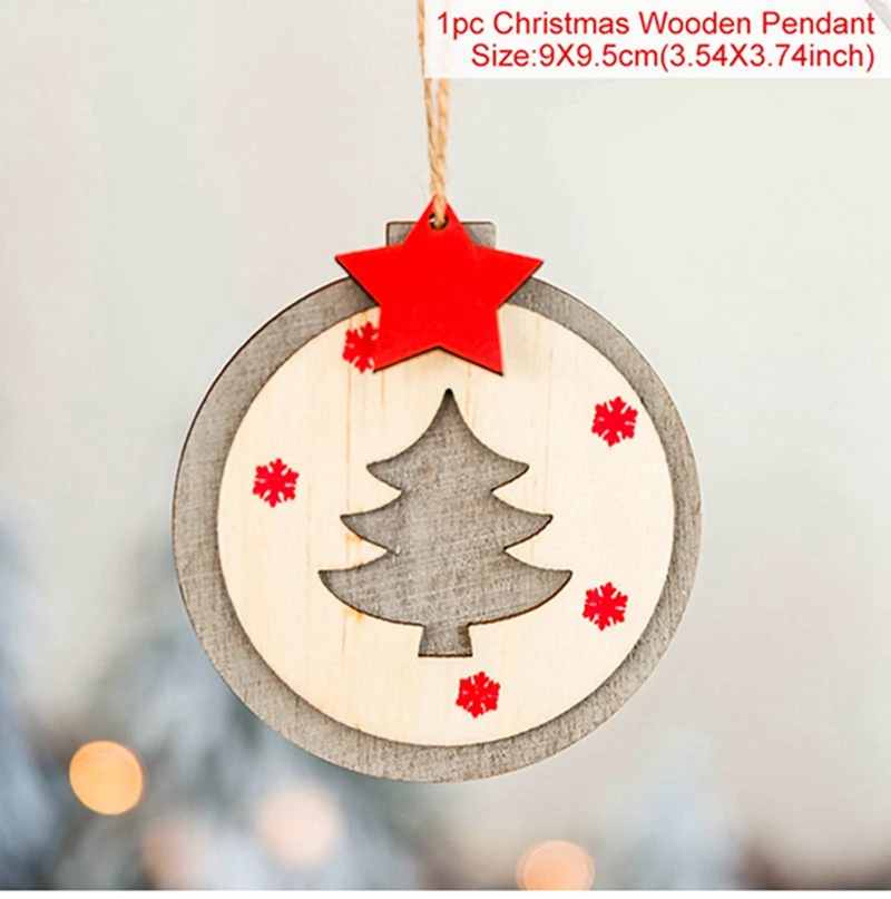 Wooden Ornaments 1 Счастливого Рождества деревянные Санта Клаус украшение "Лось" Рождественского стола Декор для дома неол натальные Рождественские Декор год - Цвет: Wooden Ornaments 1