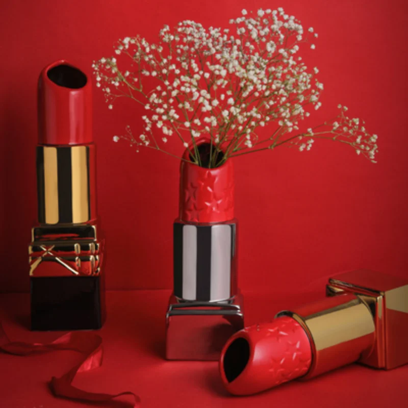 

Lipstick Vase Ceramic Nordic Decoration Home Flowers Flower Arrangement Accessories Countertop Vase Home Living Room Decoration