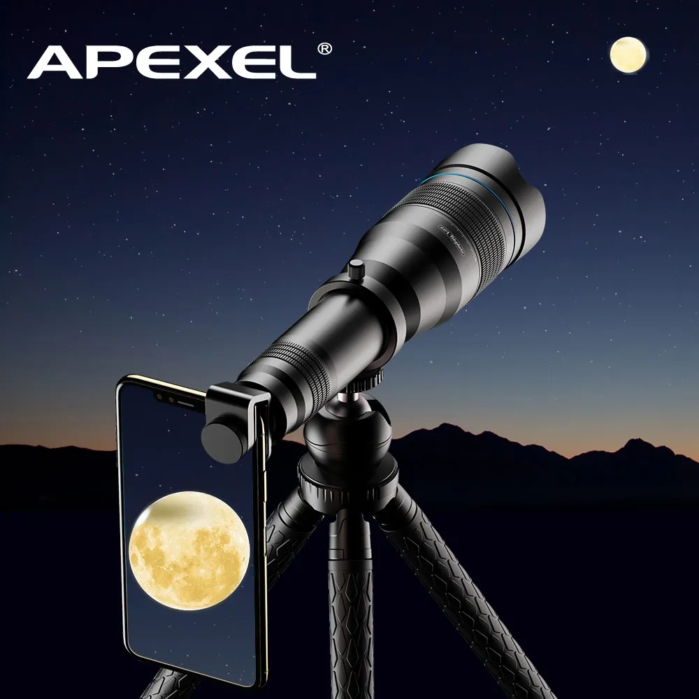 

APEXEL HD 60X Phone Camera Lens Telescope Lens Super Telephoto Zoom Monocular + Extendable Tripod With Remote For All Smartphone