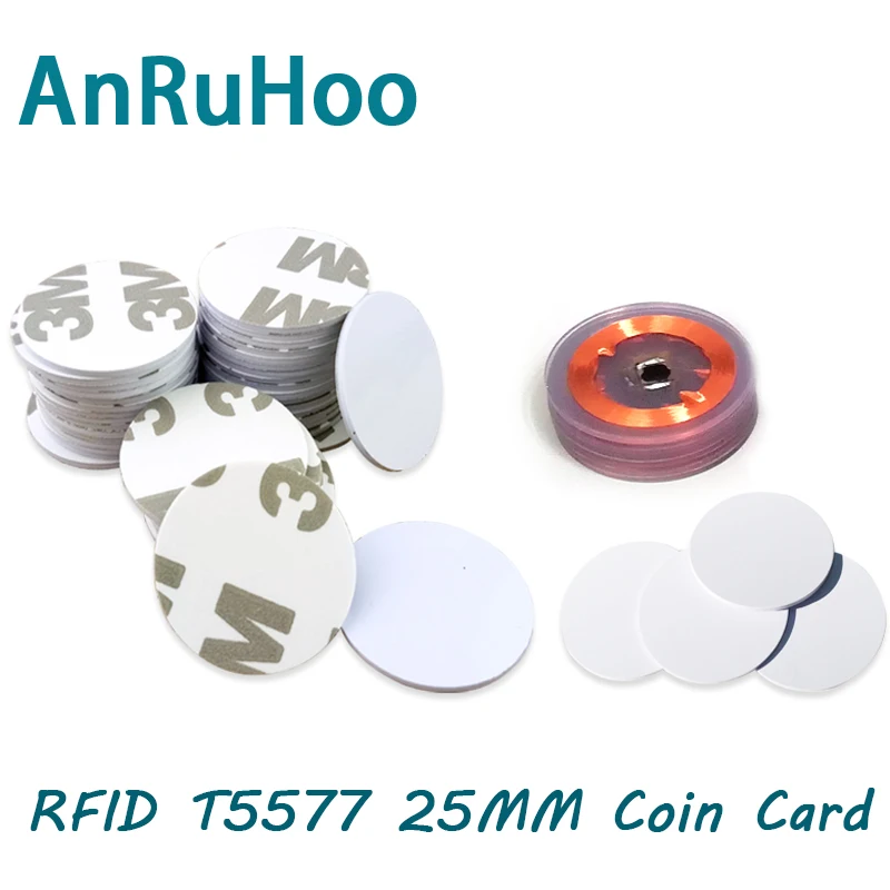 5/10PCS EM4305 Smart Chip Tag RFID 25MM Rewriteable Sticker T5577 Duplicator Clone Token 125Khz Copier Duplicating Badge