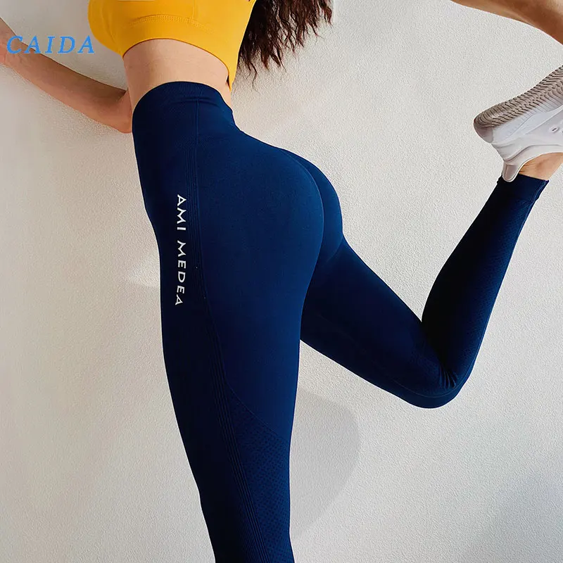

CAIDA Women's Sports Pants Seamless Leggings Women Fitness Tummy Control Pants Gym High Waist Skinny Leggings Letter Yoga Pants