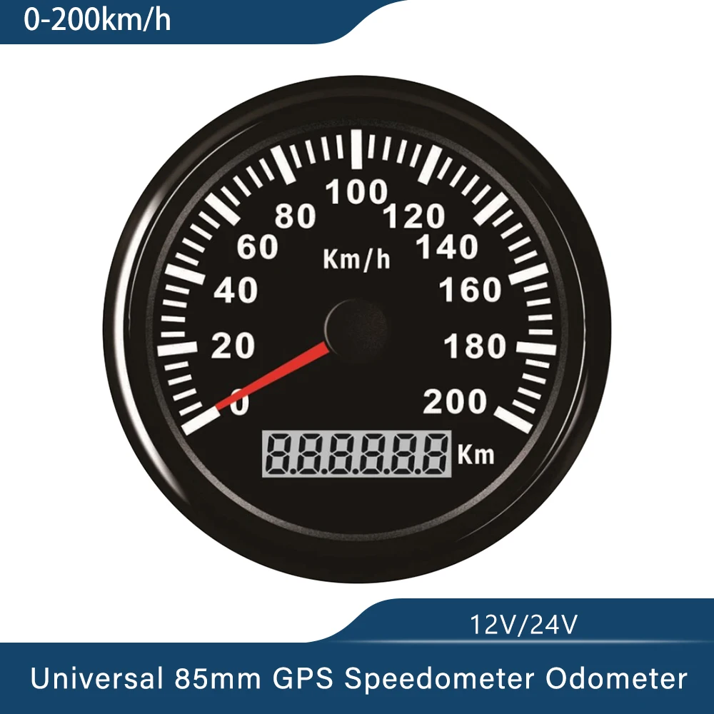 

New 85mm GPS Speedometer 120km/h 200km/h Speed Gauge Odometer ATV UTV Motorcycle Car Truck Boat Yacht 9-32V Red Backlight