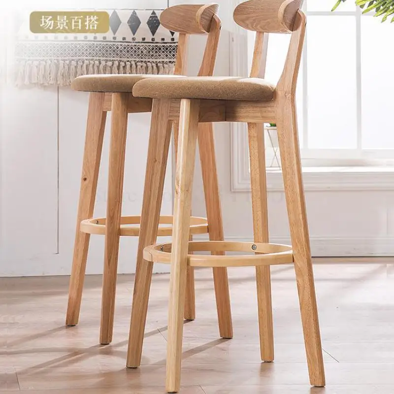 Барный стул скандинавский высокий спинка современный барный из массива дерева