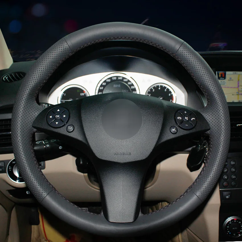 Чехлы рулевого колеса из искусственной кожи черного цвета для Mercedes-Benz CLS 280 300 350 500