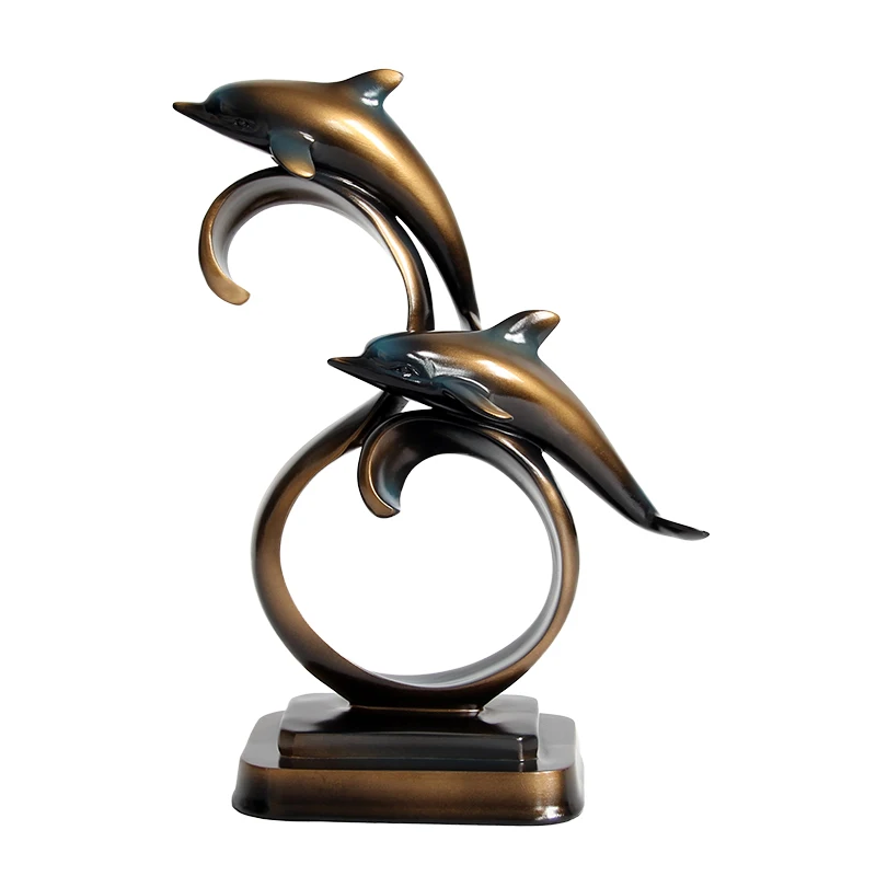 

Black Resin Figurines Miniatures Nordic Dolphin Creative Modern Art Figurines Miniatures Luxury Decoratie Room Decoration DG50FM