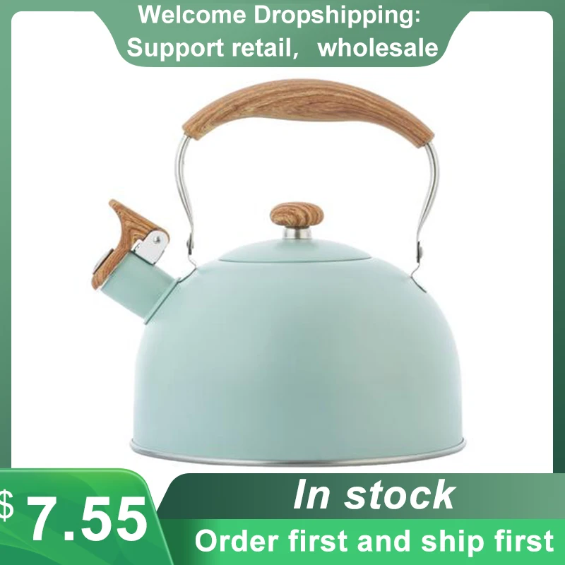 

2.5L Whistling Kettle Nordic Induction Kettle Universal Gas Kettle With Whistle Wood Handle Induction Gas Stove Kettle Teapots