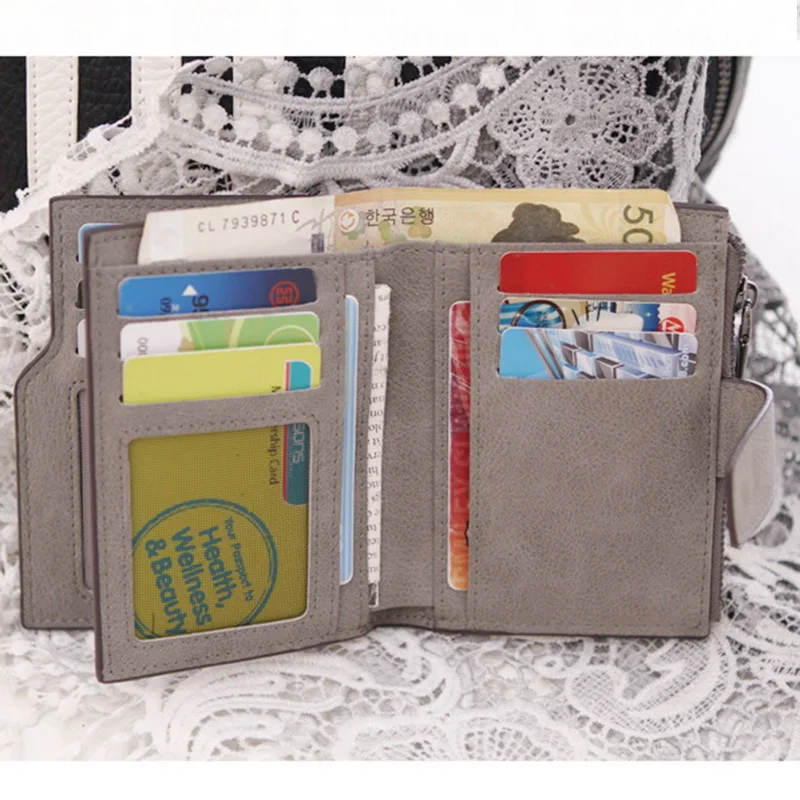 

New Wallet Women Leather Short Purse Card Holder Women Wallets Money Bag Round Zipper Coin Pocket Ladies Wallet Clutch