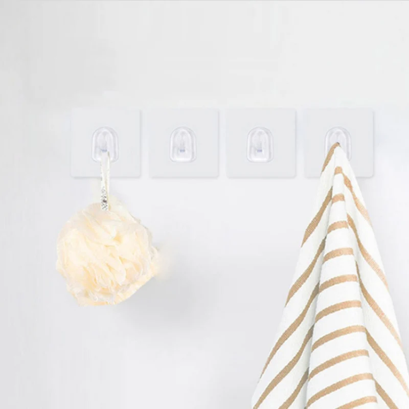 

5pcs/10pcs Transparent Hangers Self Adhesive wall Hooks Storage Holders In Bathroom Kitchen Stick on Door Hooks For Keys Towels