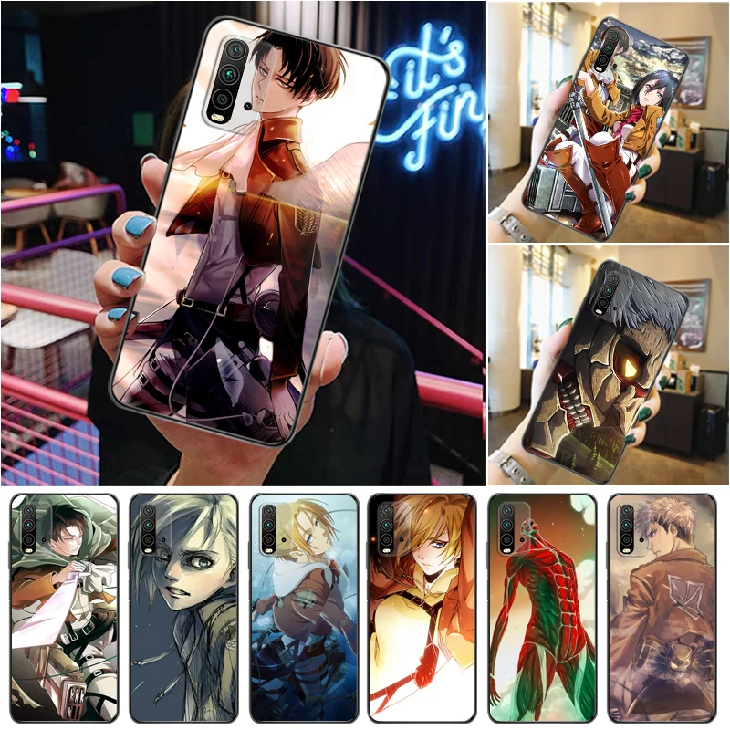 

Attack On Titan Armin Arlert Levi Eren Jager Mikasa Ackerman Phone Case For Xiaomi Redmi 9 9T 9A Pro Back Cover Funda Coque