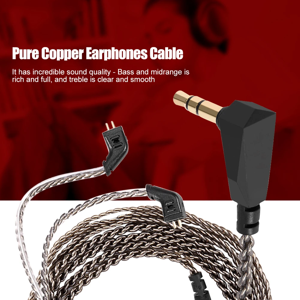 2 контактный чистый Медный провод кабель для наушников гибкий съемный аудио KZ ZST