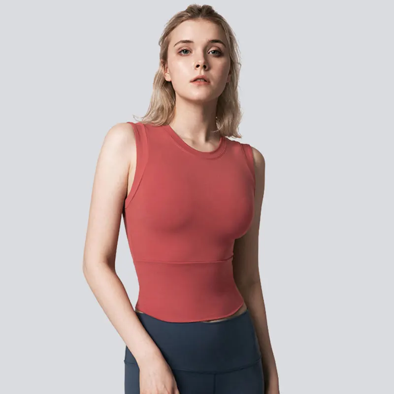 

Yoga Tops Sports Vest Running Fitness T-Shirt Sleeveless Women Sexy Tight Elastic Quick Dry Sanding Solid Color