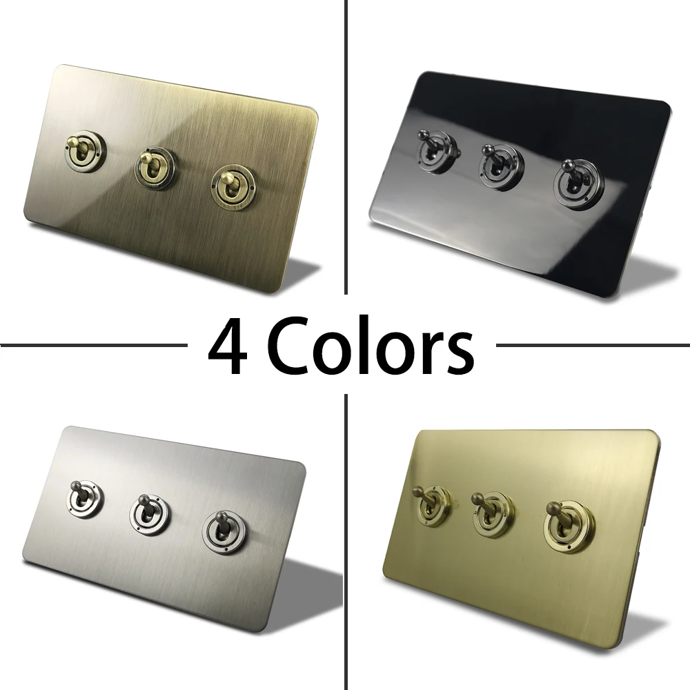 Настенный тумблер 3 комплекта античная латунная панель Wallpad серии H6 4 цвета на