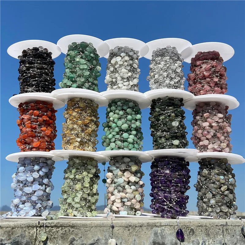 Натуральные камни нержавеющая сталь кварцевые бусины цепочка сделай сам