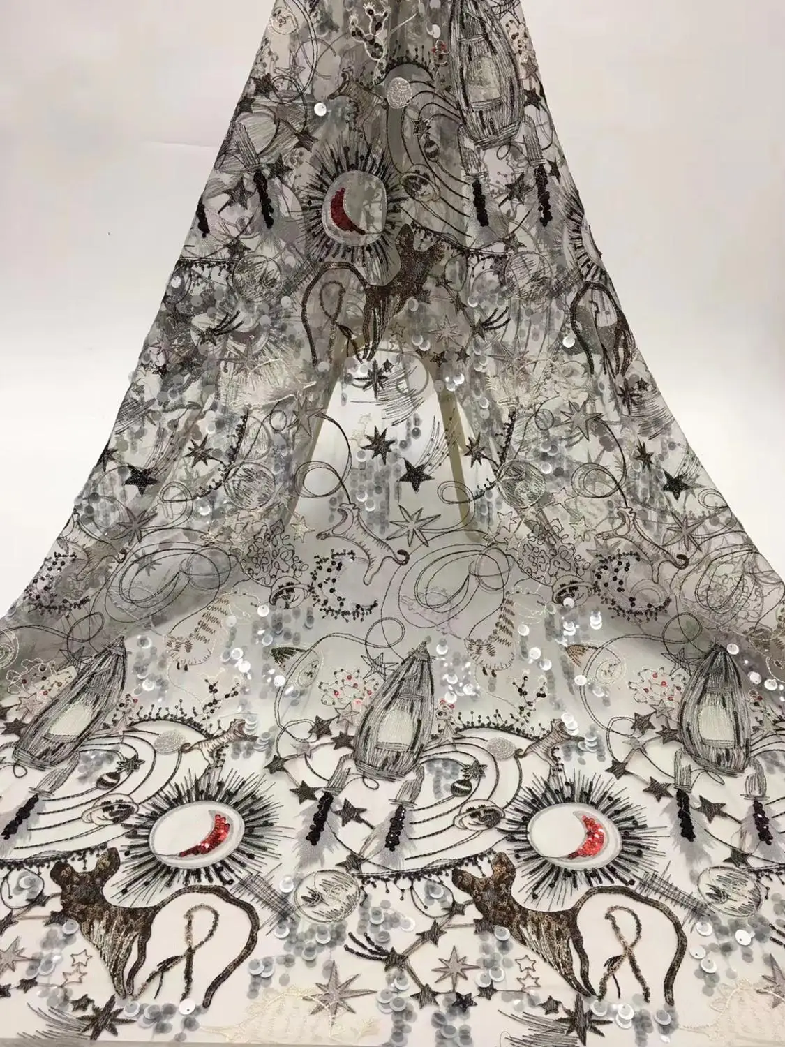 

beautiful french lace fabric 5yards net tulle lace fabric in fashion design nigerian lace fabric for women party dress STMAY285