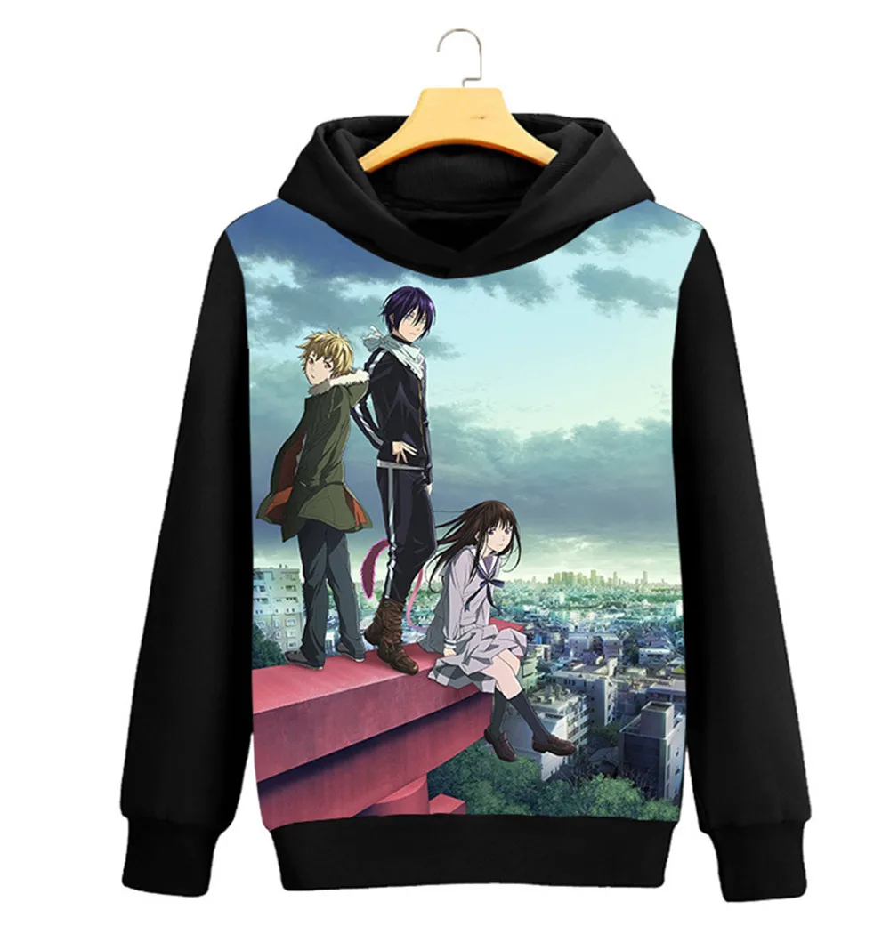 Толстовка Noragami Yato с рисунком аниме для косплея унисекс Черная длинным рукавом Iki