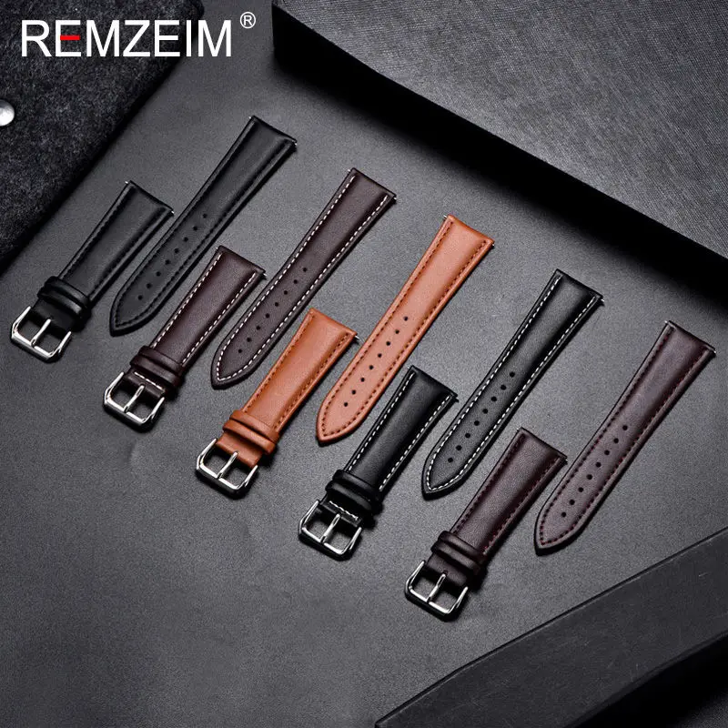 

Soft Calfskin Leather Watchbands 16mm 18mm 20mm 22mm 24mm Men Women Replacement Watch Straps Casual Watch Band Wholesale