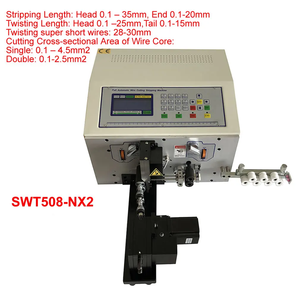 SWT508NX2 Automatic Computer Wire Twisting Peeling Stripping Cutting Machine Wire Stripper Twister Cutter Machine 0.1-4.5mm2