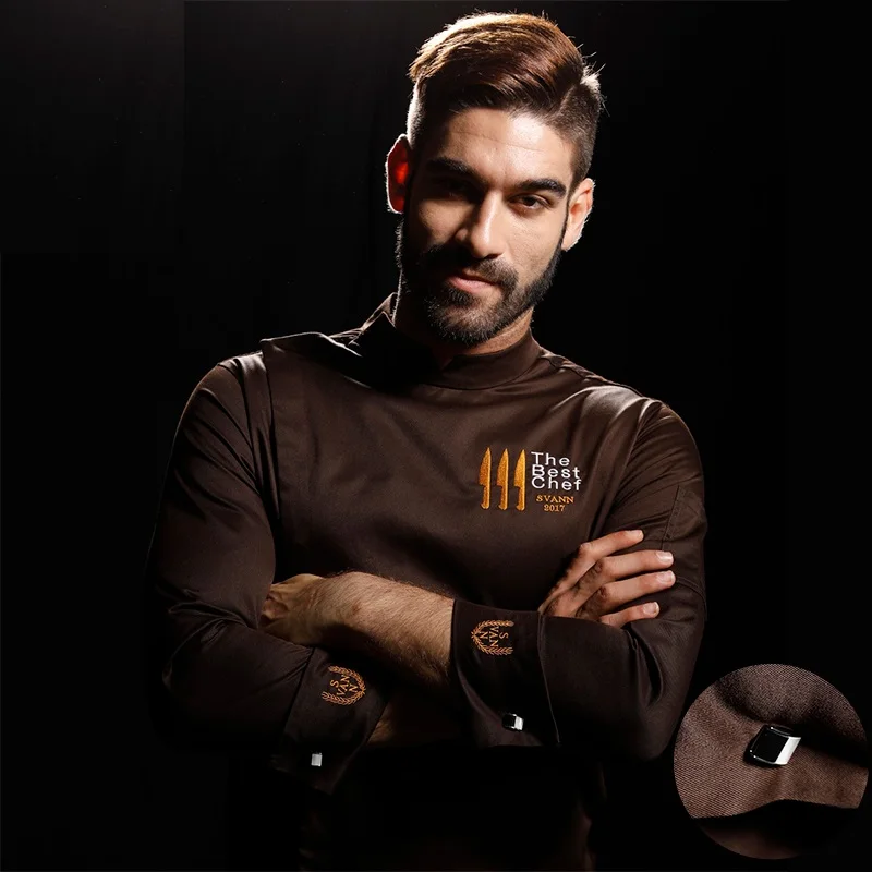 Высококачественная рубашка с длинным рукавом для мужчин шеф повар ресторан