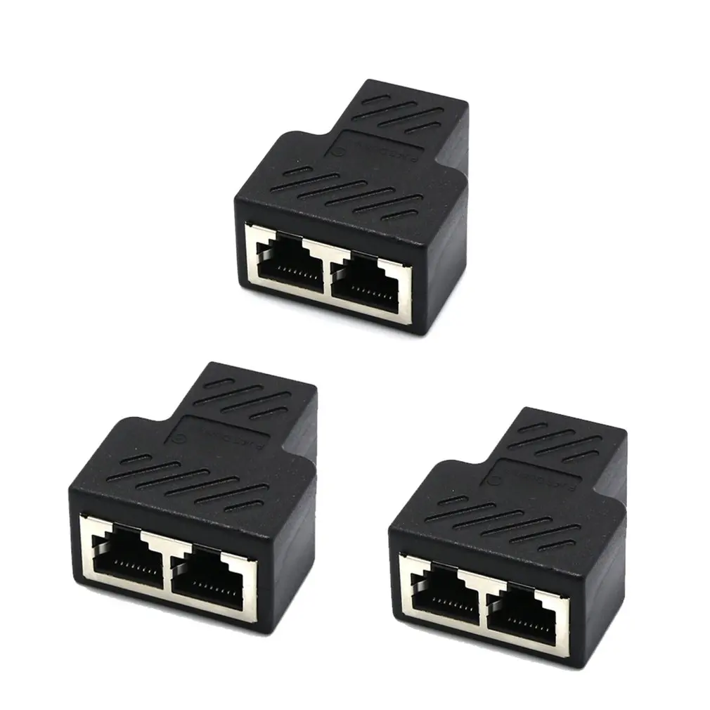 Разветвитель Ethernet RJ45 кабельный адаптер 1 штекер на 2 гнезда сетевой разъем LAN