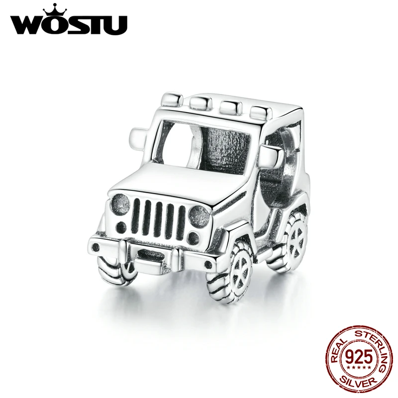 

WOSTU 925 Sterling Silver Heart Bead Off-road Vehicle Charm Fit Original Bracelet DIY Necklace Pendant Cool Style Jewelry CTC382