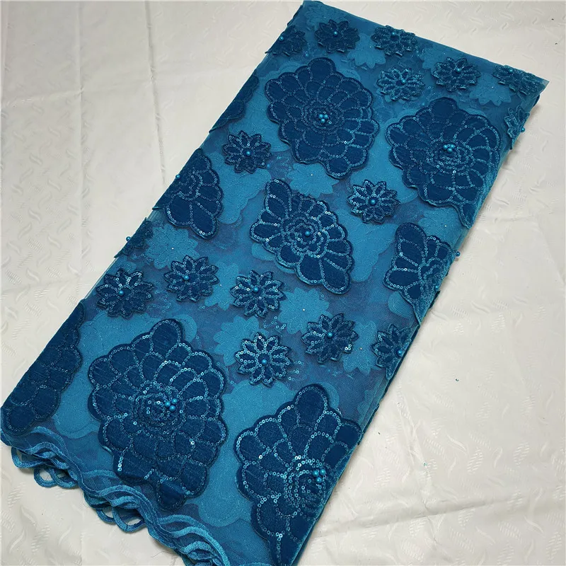 

2020 Latest elasticity Velvet lace fabric French Nigerian Lace Fabrics High Quality sequin African Lace Fabric Wedding A6