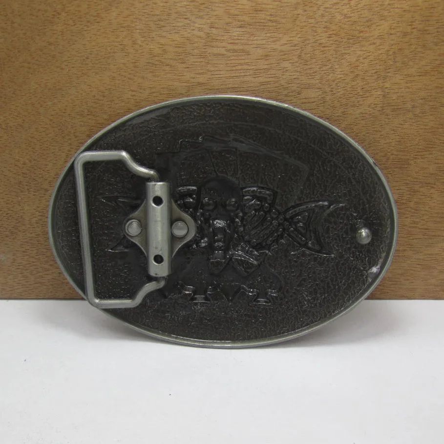 Lucky Gambling Skull Belt Buckle Men's Clothing Accessories Suit 4cm Cool Oval Punk Rock Leather Crafts Waist Ceinture | Дом и сад