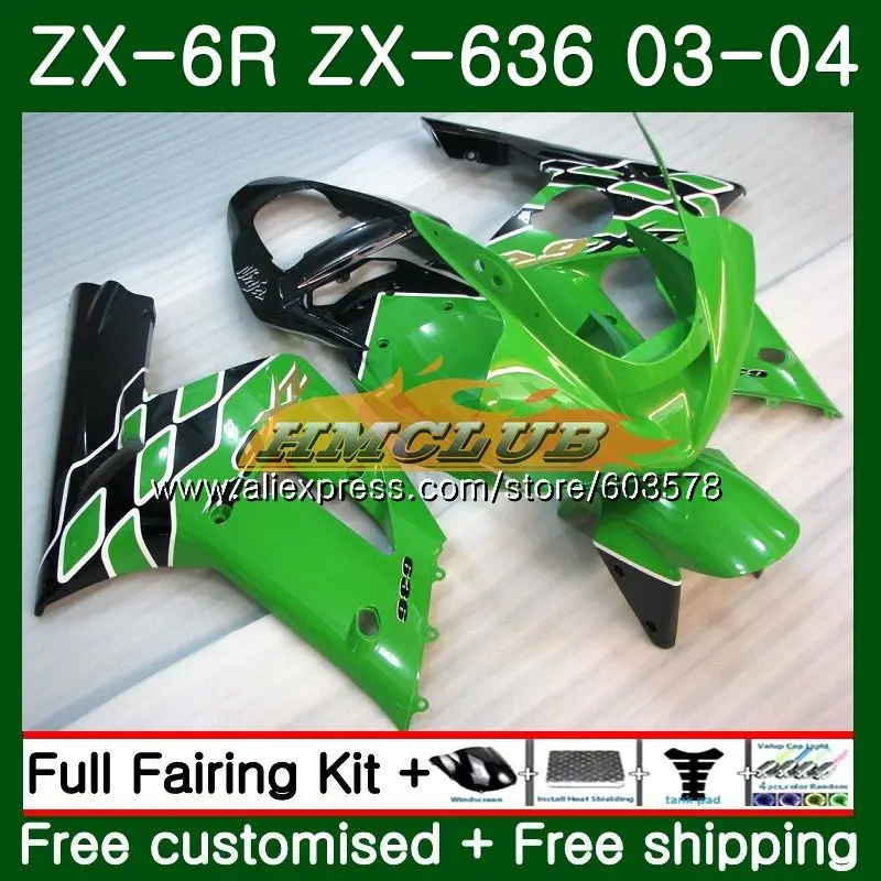 

Body For KAWASAKI NINJA ZX600 ZX-636 ZX-6R 2003 2004 Green Gloss 34CL.26 ZX 636 6 R 600CC ZX6R 03 04 ZX636 ZX 6R 03 04 Fairing
