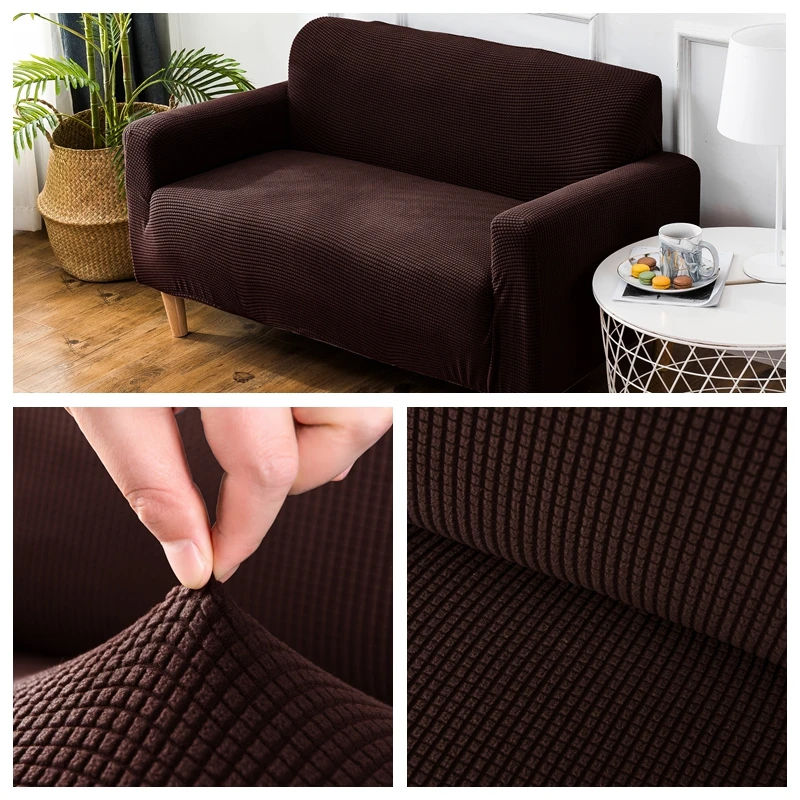 Coffee Эластичный чехол для дивана домашний декор Fundas Sofa Slipover высокое качество Бархатные чехлы для диванов для гостиной твердый секционный чехол для дивана - Цвет: Coffee