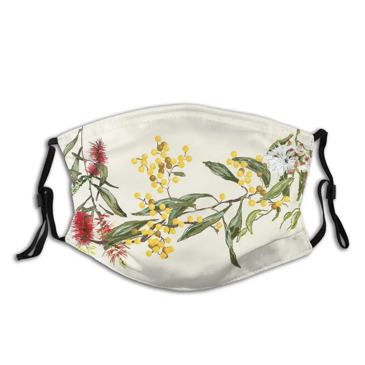 

Australian Flowers Ivory Reusable Trendy Mouth Face Mask Anti Haze Cold Proof with Filters Winter Protection Cover Respirator
