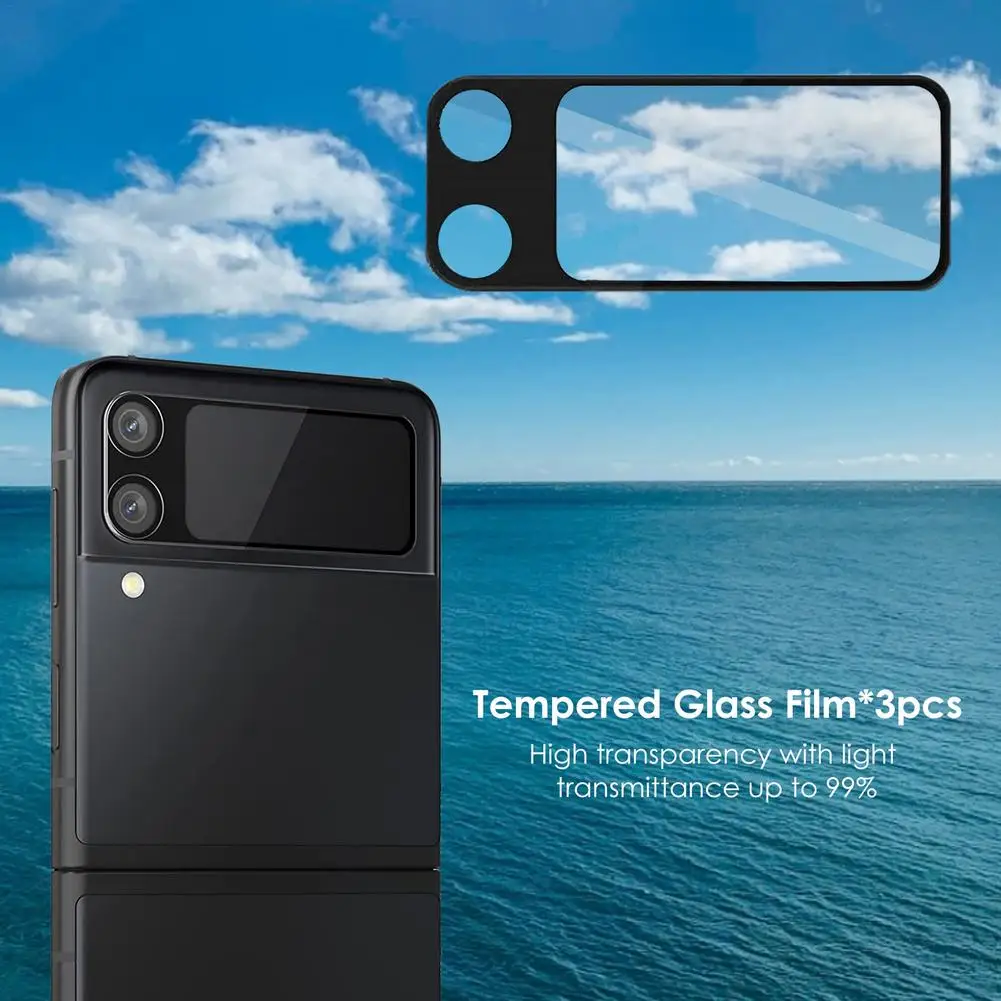 3 шт. HD-стекло для объектива камеры Samsung Galaxy Z Flip 5G Защита экрана Flip3 9H изогнутая