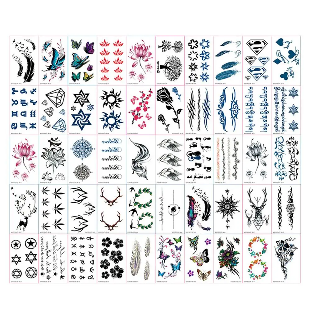 60 шт./компл. водонепроницаемые наклейки для татуировок мужчин женский боди-арт