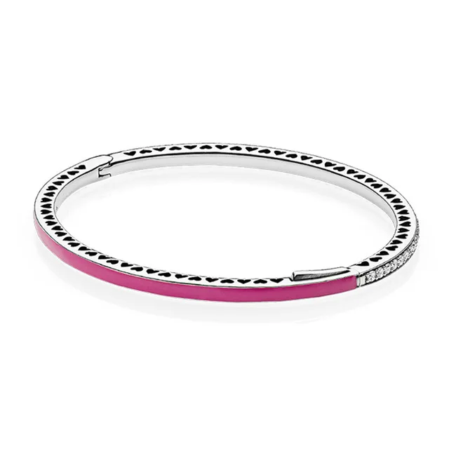 

925 Sterling Silver Bangels More Color Green Pink Blue Purple Color Bangels For Original Women DIY Love Jewelry
