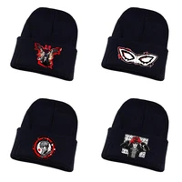 anime persona5 knitted hat cosplay hat unisex print adult casual cotton hat teenagers winter knitted cap
