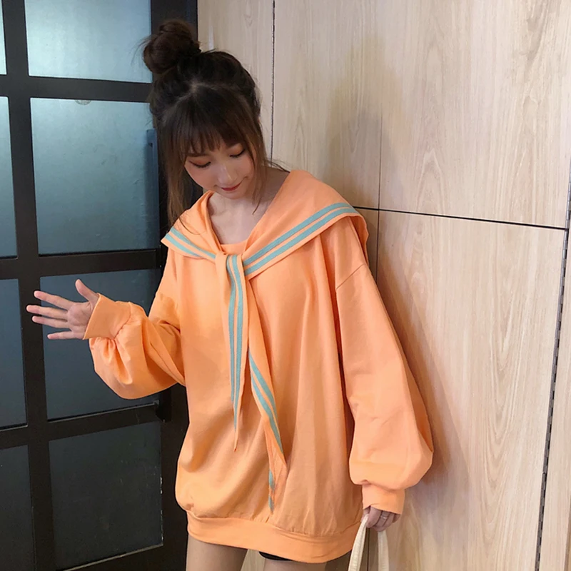 Кавайный стиль 2019 женские толстовки и свитшоты с бантиком большие Moletom Feminino Poleron