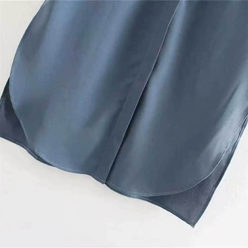 

Autumn 2019 women's new Lapel long sleeve drape dress split design shirt style button down long dress 08461670431