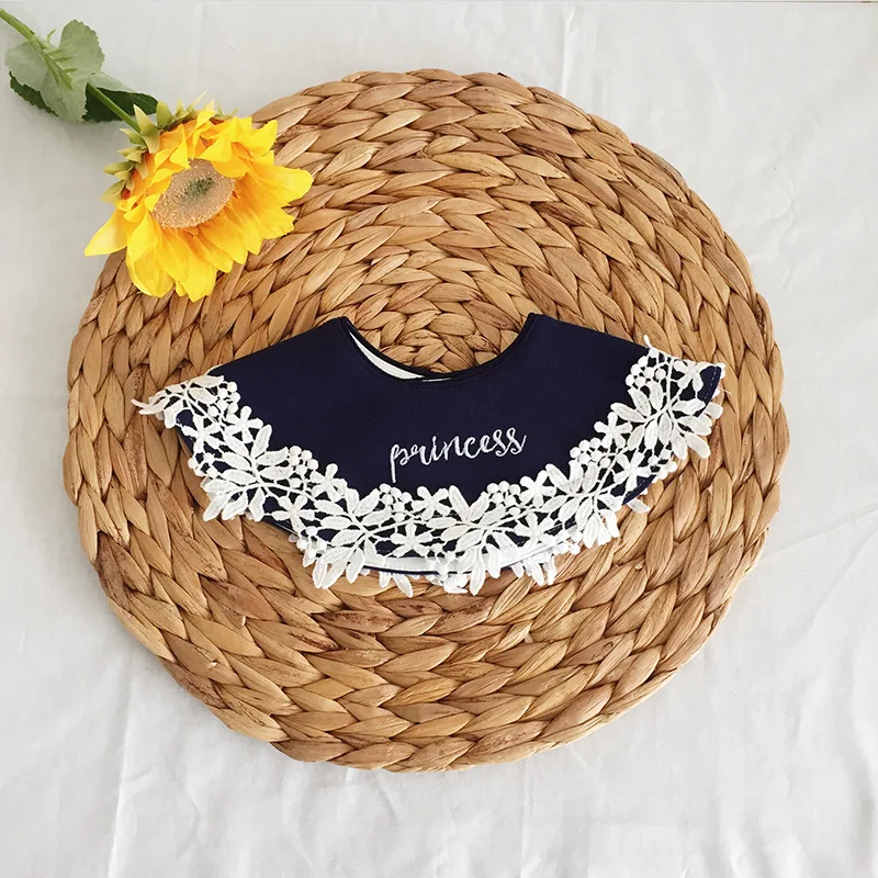 Baberos de algod&oacute;n para beb&eacute;, ni&ntilde;a y ni&ntilde;o, accesorios redondos suaves e impermeables de cuello falso, ropa de cuello de encaje de estilo coreano, art&iacute;culos para ni&ntilde;os-2