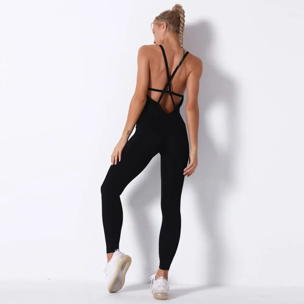 Комбинезон женский спортивный эластичный пикантный Ромпер без рукавов облегающий для фитнеса и спортзала| |