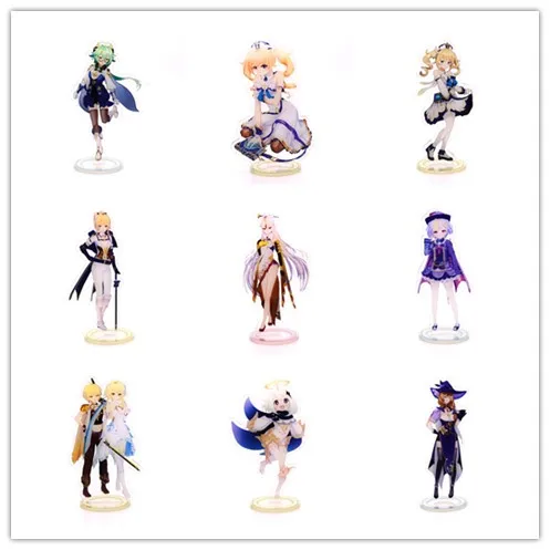 

2021NewGame Genshin Impact Noelle Fischl Paimon Klee Amber Keqing Lumine Двусторонняя фигурка на акриловой подставке модель декоративная пластина игрушка