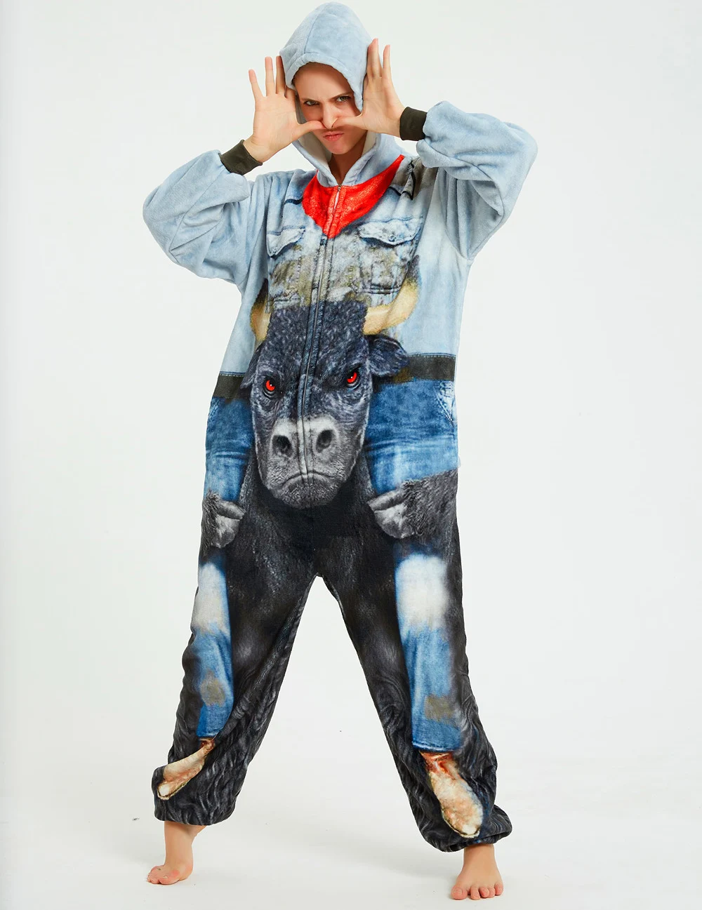 Минотавр Монстр s взрослый Единорог Onesies аниме комбинезон в виде медведя пижамы