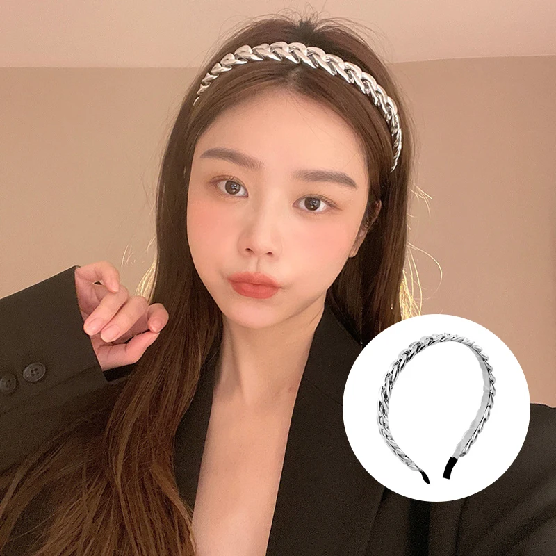 

Fashion Sliver Chains Hair Bands Hoop For Women Headband Hairband Girls Hair Accessories Elegant Chic Hair Ornament
