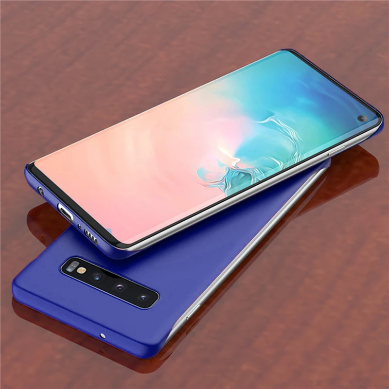 Безрамное чехол для samsung Galaxy S10 S10e Примечание 10+ плюс A10 A20 A30 A50 A40 A70 M20 A7 конфеты чехол s Жесткий матовый поликарбонатный чехол - Цвет: Синий