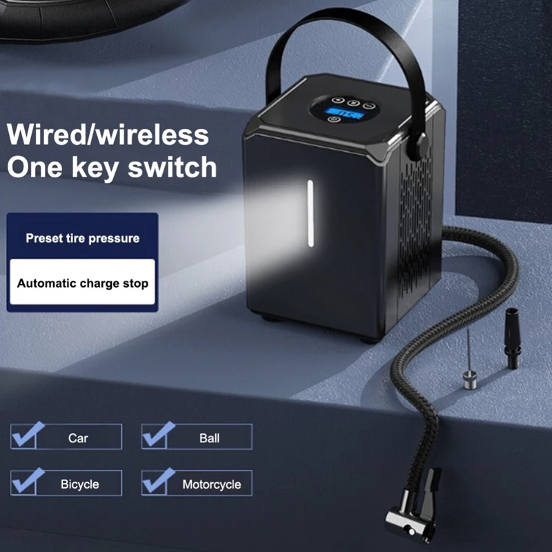 

120W 6000MAh Car Air Compressor Protable Wireless Tire Inflator Digital Air Pump for Car Motorcycle Bike Ball