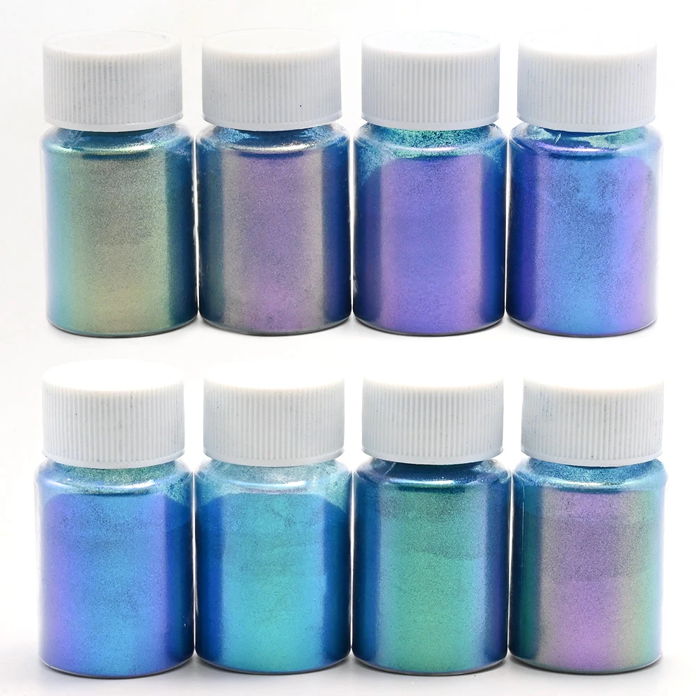 

1Bottle 8Colors Laser Chameleon Pigment Nail Art Pearl Powder Pearlescent Mica Epoxy Chrome Resin Mineral Soap Makeup Dust Te#76